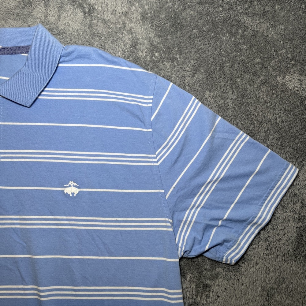 Brooks Brothers Men's SZ 2XL 1818 Cotton Short Sleeve Blue White Striped Polo - Picture 11 of 15